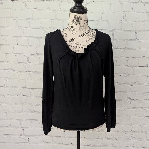 Michael Kors Ruffled Neck Knit Long Sleeves Sweater Black Women's Size Small - Picture 6 of 7
